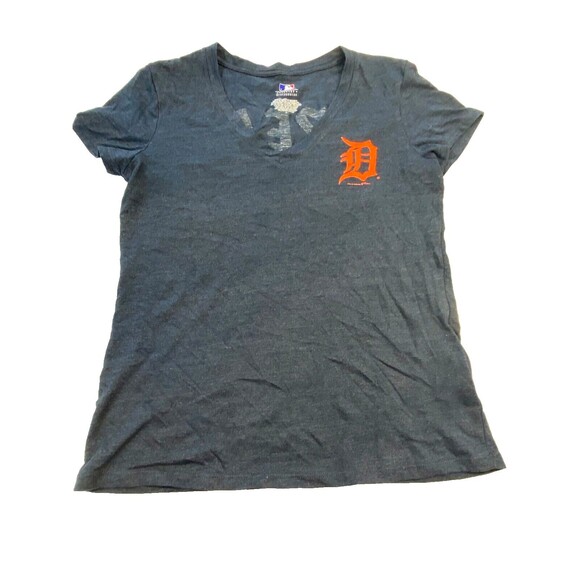 Detroit Tigers "Great Catch" Blue V-Neck T-Shirt Women's Size L - Picture 3 of 8